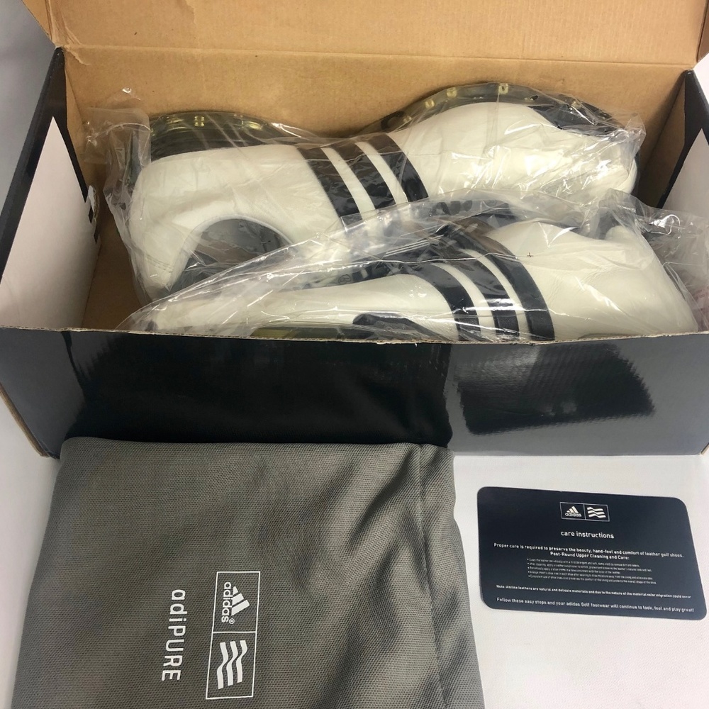 New Men's Adidas Adipure Leather White/Black Shoes
